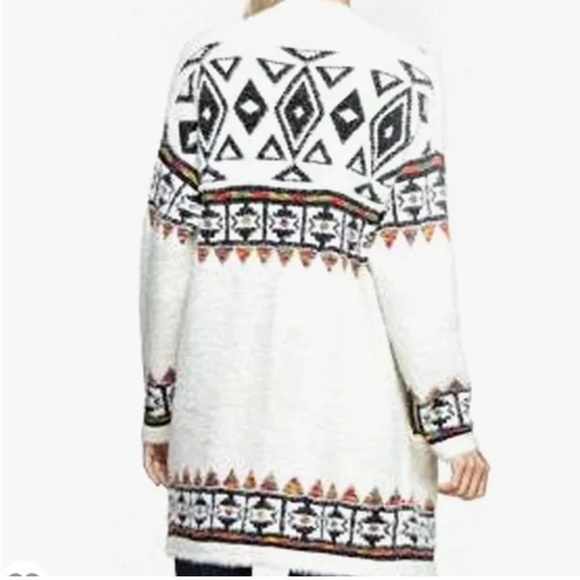 Anthropology My Michelle fuzzy long Aztec print boho long cardigan, size M - Picture 16 of 16
